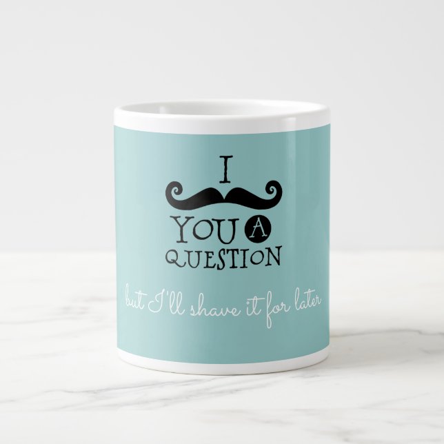 Caneca De Café Grande Black Robin Egg Blue Mustache Humor (Frente)