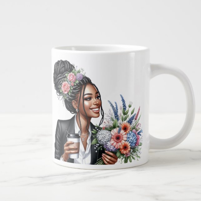 Caneca De Café Grande Black woman melanin sista African American women (Direita)