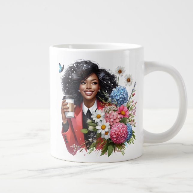 Caneca De Café Grande Black woman melanin sista African American women (Direita)