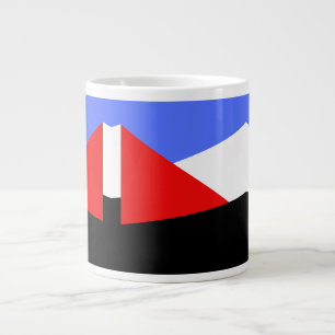 Caneca De Café Grande Bloco de cores vermelho e azul moderno e preto e b