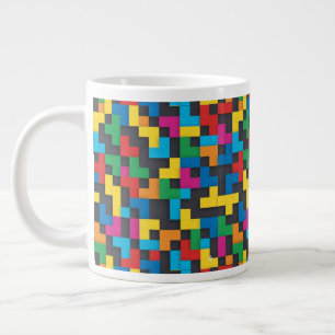 Caneca De Café Grande Blocos Retro Tetris Padrão Sem Costura