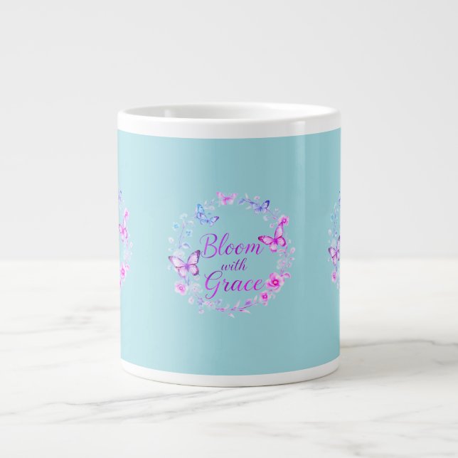 Caneca De Café Grande "Bloom com Graça" Elegante Cote Mug (Frente)