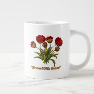 Caneca De Café Grande Bloom With Grace Floral Citação Botânica Elegant
