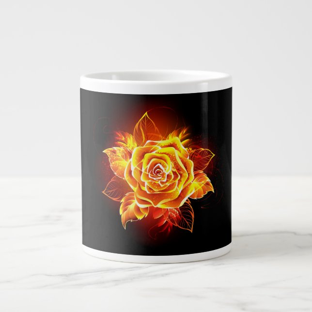 Caneca De Café Grande Blooming Fire Rosa (Frente)