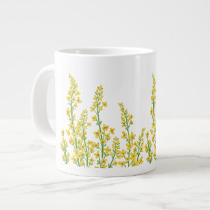 Caneca De Café Grande Blooms Florais de Citrina Moderna Amarelo