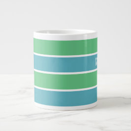 Caneca De Café Grande Blue and Green Strips Jumbo Mug