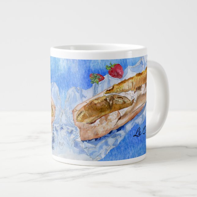 Caneca De Café Grande Blue Baguette Le Cafe Mug (Frente Esquerda)