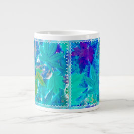 Caneca De Café Grande Blue Leaf Mug