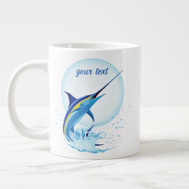 Caneca De Café Grande Blue Marlin Jumping out of Ocean (Esquerda)
