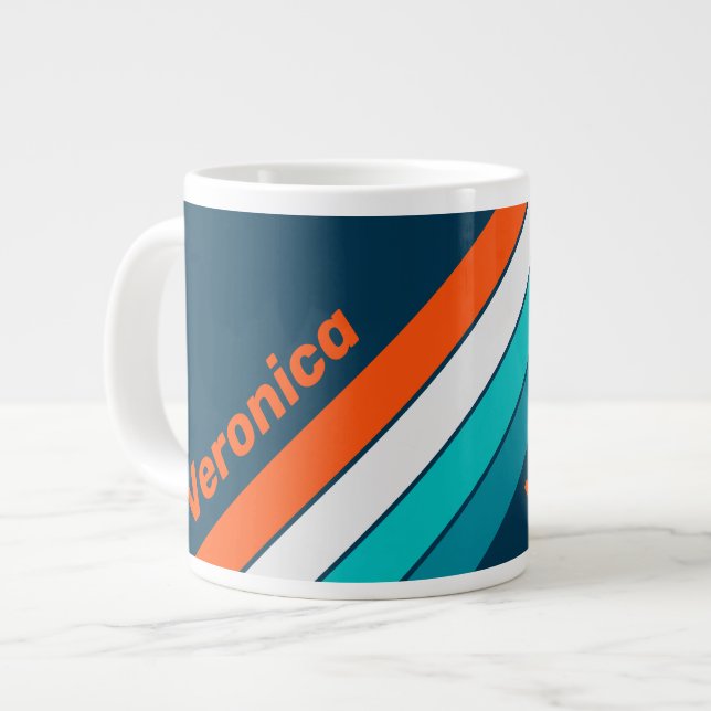 Caneca De Café Grande Bluebottle Echo Stripes with Name (Frente Esquerda)