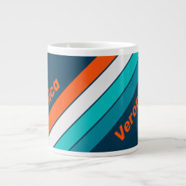 Caneca De Café Grande Bluebottle Echo Stripes with Name