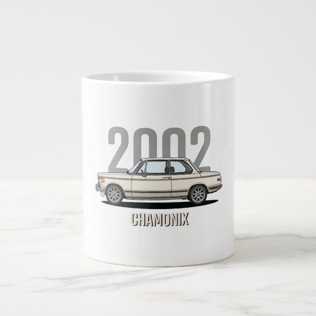 Caneca De Café Grande BMW 2002 Chamonix Branco Carro Clássico (Frente)
