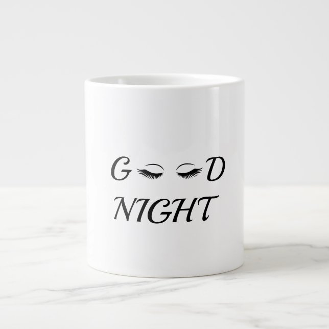 Caneca De Café Grande Boa Noite Eyelashes Relaxa Feminina Design (Frente)