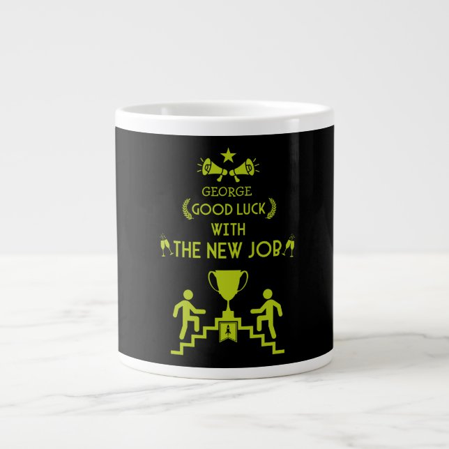 Caneca De Café Grande Boa Sorte Novo Emprego (Frente)