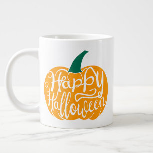 Caneca De Café Grande Boas inscrições do Dia das Bruxas em abóbora escul