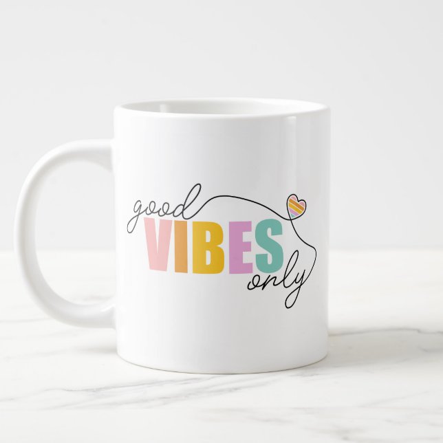 Caneca De Café Grande Boas Vibes Apenas Arco-Íris (Esquerda)