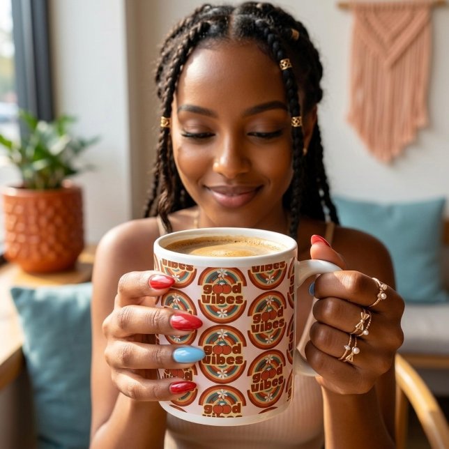 Caneca De Café Grande Boas Vibrações (Criador carregado)