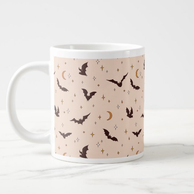 Caneca De Café Grande Boho Bats e Stars Halloween (Esquerda)