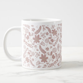 Caneca De Café Grande Boho Blush Botânico Verde Rosa
