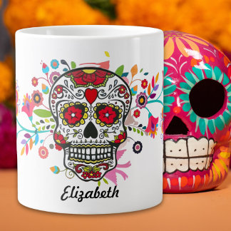Caneca De Café Grande Boho Colorful Day of the Dead Specialty Mug