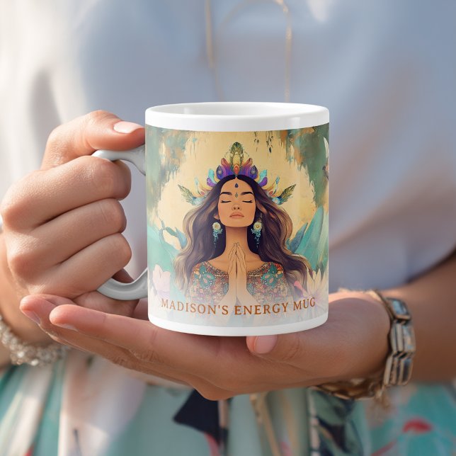 Caneca De Café Grande Boho Mystic Energy Spiritual Woman Custom (Boho Mystic Energy Spiritual Woman Custom Giant Coffee Mug with your Name or Message)