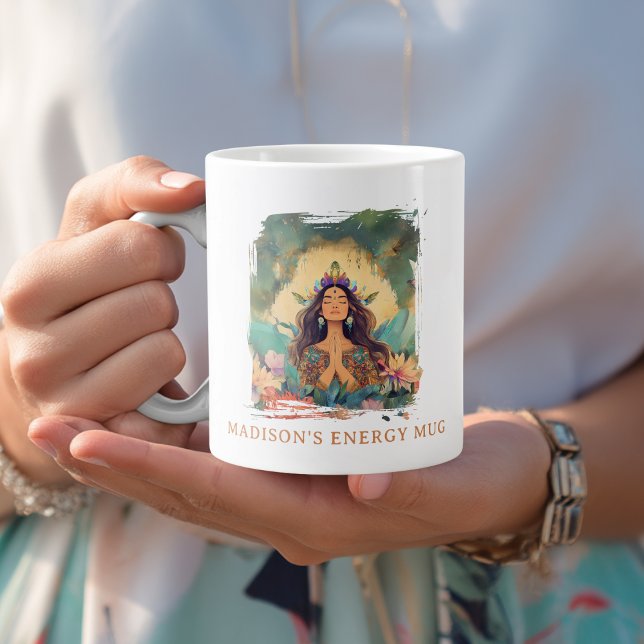 Caneca De Café Grande Boho Mystic Energy Spiritual Woman Custom (Boho Mystic Energy Spiritual Woman Custom Giant Coffee Mug with your Name  or Message)