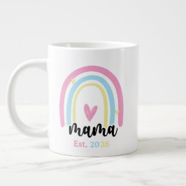Caneca De Café Grande Boho Rainbow Custom Mama Est. Year Keepsake