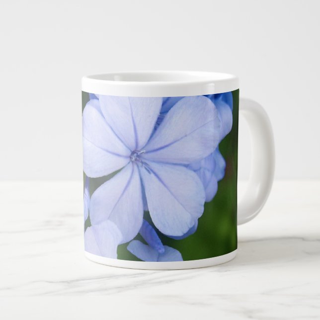 Caneca De Café Grande Bokeh Floral Azul (Frente Esquerda)