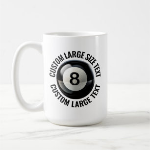 Caneca De Café Grande Bola 8 de Piscina com Texto Personalizado 1