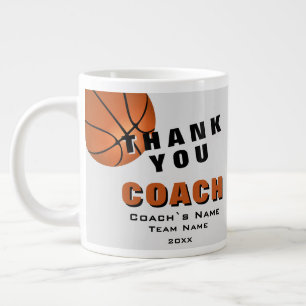 Caneca De Café Grande Bola de Basquete Obrigado Treinador