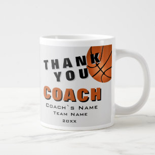 Caneca De Café Grande Bola de basquetebol Obrigado Treinador