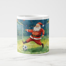 Caneca De Café Grande Bola de Futebol para o Natal com Papai Noel