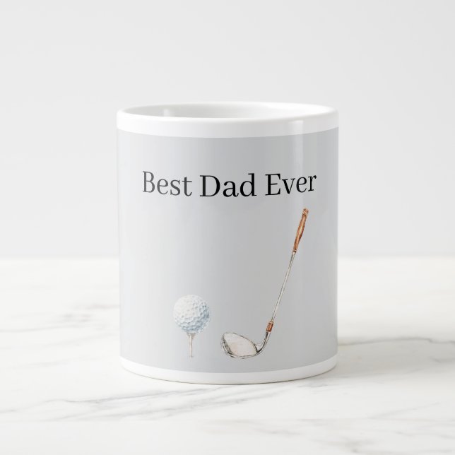 Caneca De Café Grande Bola de Golfe Cinza Melhor Pai (Frente)