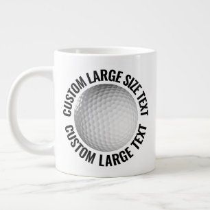 Caneca De Café Grande Bola de Golfe Personalizada com Texto Grande Taman