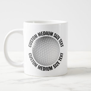 Caneca De Café Grande Bola de Golfe Personalizada com Texto Tamanho Médi