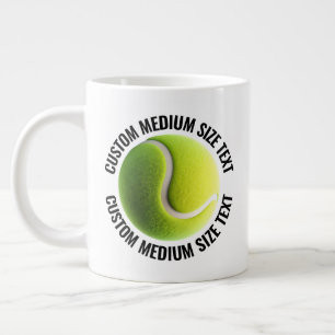 Caneca De Café Grande Bola de Tênis Personalizada com Texto de Tamanho M