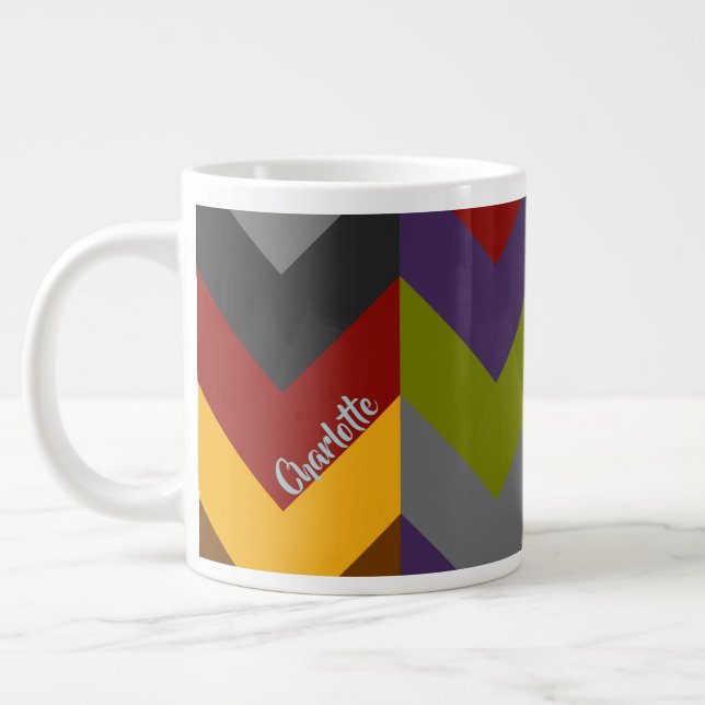 Caneca De Café Grande Bold Chevrons Custom Jumbo Mug (Esquerda)