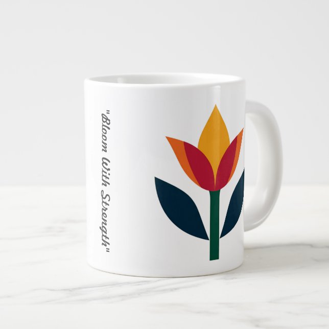 Caneca De Café Grande "Bold Floral Harmony" (Frente Esquerda)