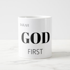 Caneca De Café Grande Bold Modern God First Faith Saying Slogan 