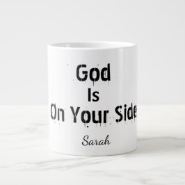 Caneca De Café Grande Bold Modern White Name Faith God Is On Your Side 