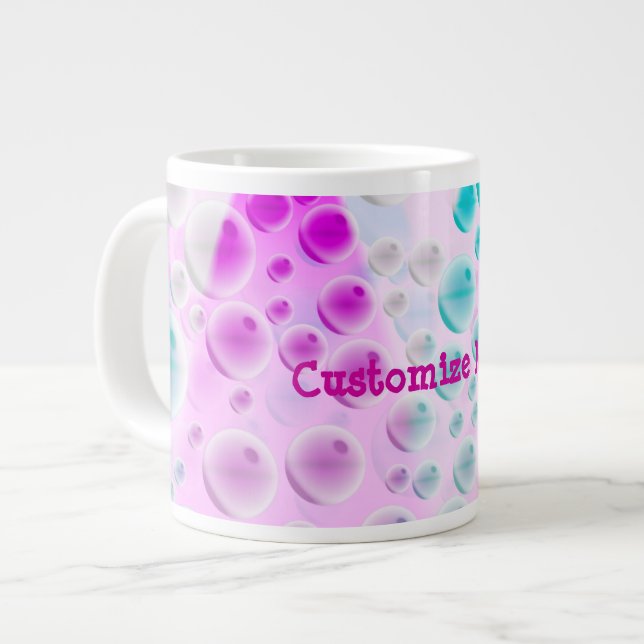 Caneca De Café Grande Bolhas de ascensão (Rosa&Azul) (Frente Esquerda)
