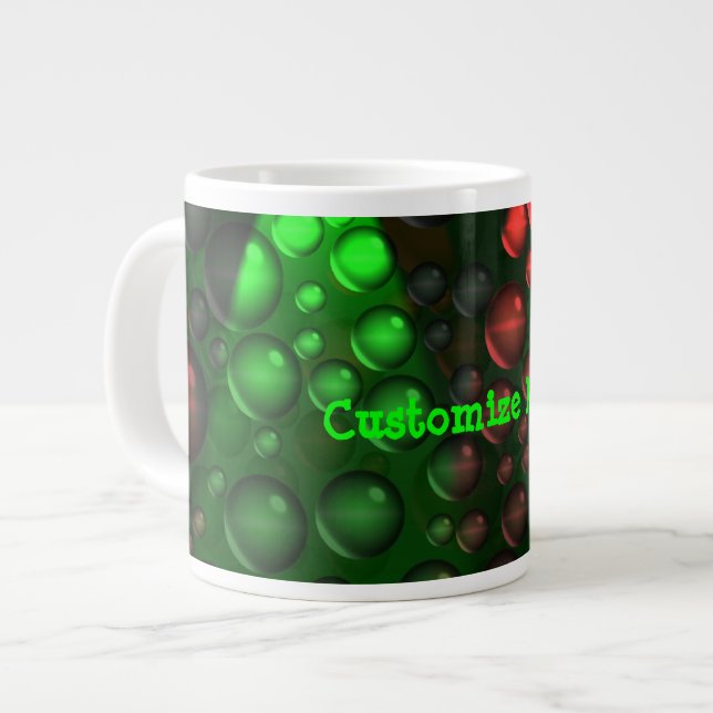 Caneca De Café Grande Bolhas de ascensão (Verde&Vermelho) (Frente Esquerda)