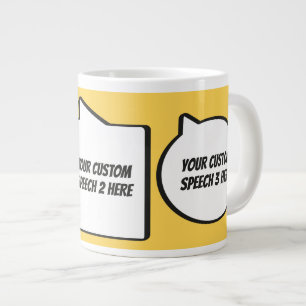 Caneca De Café Grande Bolhas de Voz de Texto e Cores Personalizadas