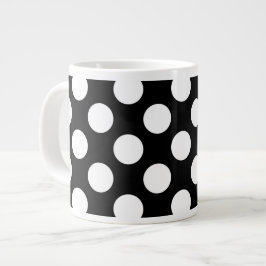 Caneca De Café Grande Bolinhas Pretas e Brancas, Padrão de Bolinhas