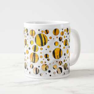 Caneca De Café Grande Bolinhas Tigre Preto e Laranja