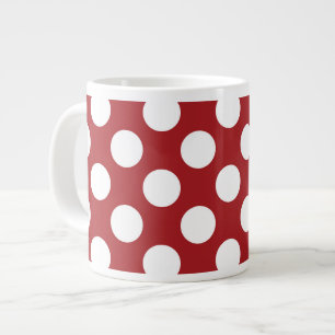 Caneca De Café Grande Bolinhas Vermelhas, Padrão de Bolinhas, Pontos, Po