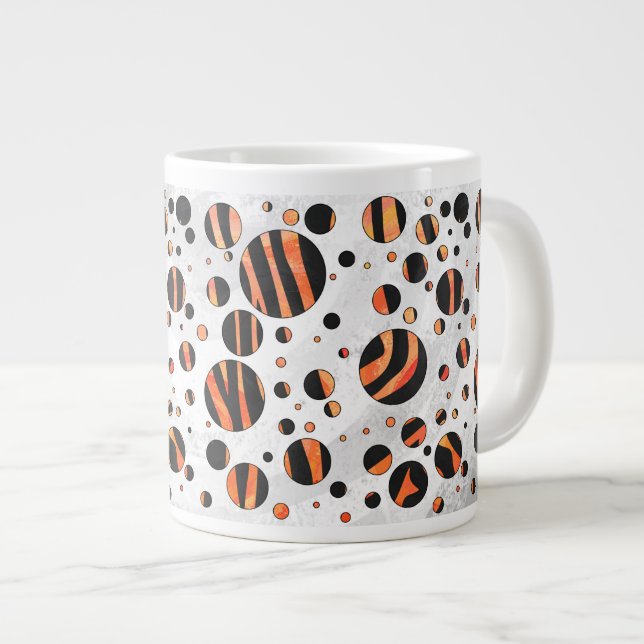 Caneca De Café Grande Bolinhas Zebra Black e Orange (Frente Esquerda)