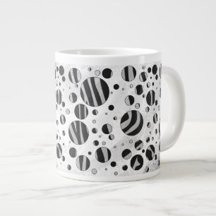 Caneca De Café Grande Bolinhas zebra Cinza preta e clara