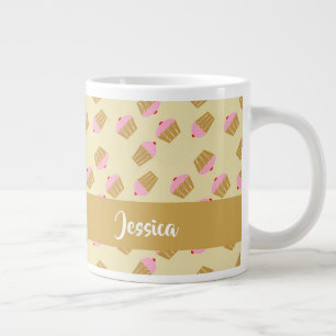 Caneca De Café Grande Bolo de aniversário com nome personalizado