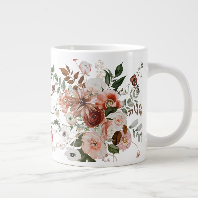 Caneca De Café Grande Bom dia, bela Buquê Floral (Direita)